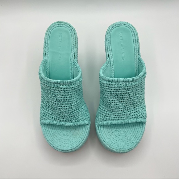 Bottega Veneta Women's Slide Platform Wedge Sandals Knit Fabric 40 - Picture 2 of 10